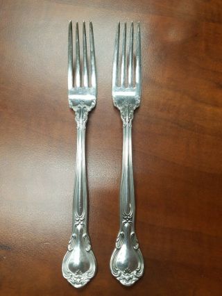2 Gorham Chantilly Sterling 7 - 1/2 " Dinner Forks (no Mono)