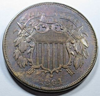 1864 Xf - Au Us 2 Cent Piece U.  S.  Antique Currency Two Penny Vintage Coin