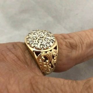 Wow Vintage Estate 14k Yellow Gold Mens 1.  00ct Diamond Cluster Pinky Ring