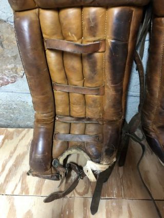 Vintage Cooper 32” Leather Hockey Goalie Pads NHL Rare 4 Roll Professional Pads 5