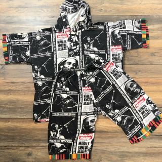 Vintage 90’s Bob Marley All Over Print Rasta Hip Hop Rap Shirt Shorts Hoodie Set