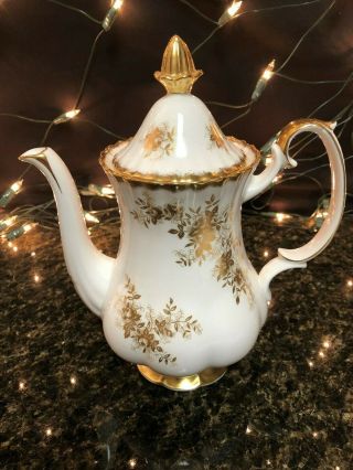 Vintage Royal Albert Bone China England " Antoinette " Pattern Tea Pot 2 Piece
