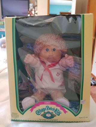 1985 Cpk Cabbage Patch Kid Doll Nib Sailor Boy Blonde Loops Blue Eyes