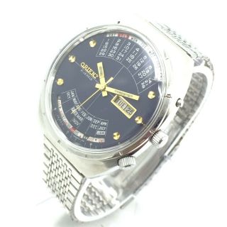 Vintage Mens Orient 21 Jewels 42mm Automatic Day Date Japan Wrist Watch A3554