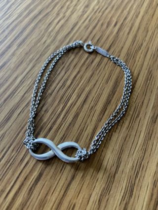 Tiffany & Co.  925 Sterling Silver Double Chain Infinity Designer Bracelet