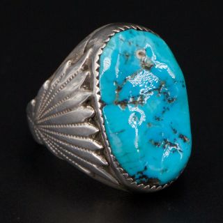 Vtg Sterling Silver - Navajo Robert Leekity Turquoise Men 