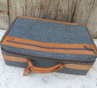 2 Vintage Hartmann Luggage Suitcase Blue Tweed 24,  21 "