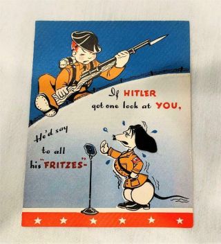 Wwii Ww2 Military Greeting Card Humorous " If Hitler Got One Look At You "