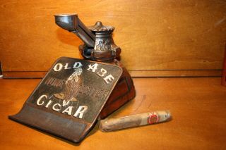 Rare Cast Iron Old Abe Cigar Mechanical Cigar Cheroot Cutter Copper Flashing