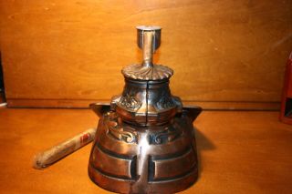 Rare Cast Iron OLD ABE CIGAR Mechanical Cigar Cheroot Cutter Copper Flashing 3