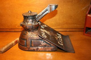 Rare Cast Iron OLD ABE CIGAR Mechanical Cigar Cheroot Cutter Copper Flashing 4
