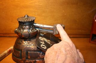 Rare Cast Iron OLD ABE CIGAR Mechanical Cigar Cheroot Cutter Copper Flashing 5