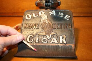 Rare Cast Iron OLD ABE CIGAR Mechanical Cigar Cheroot Cutter Copper Flashing 6