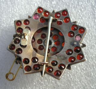 Stunning large antique Victorian 9ct Rose Gold & Bohemian Garnets Star brooch 4