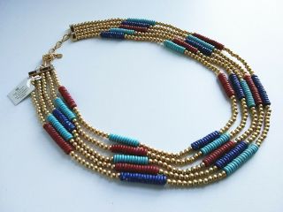 Mma Metropolitan Museum Of Art Egyptian Revival 5 - Strand Gemstone Bib Necklace