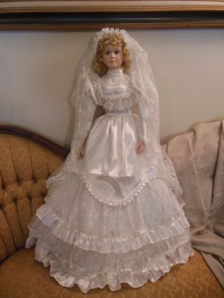 Vintage Artmark Doll In Wedding Dress 40 " Tall