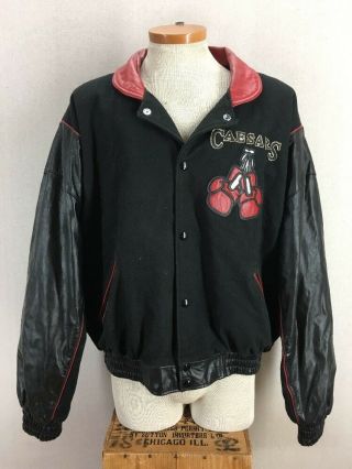 Vintage 80 ' s Caesars Palace Boxing Home Of Champions Leather Letterman Jacket XL 2