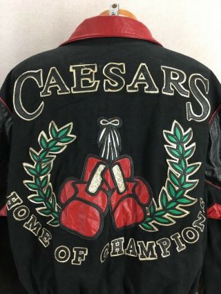 Vintage 80 ' s Caesars Palace Boxing Home Of Champions Leather Letterman Jacket XL 3