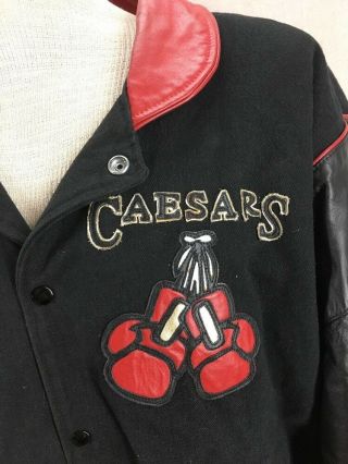 Vintage 80 ' s Caesars Palace Boxing Home Of Champions Leather Letterman Jacket XL 4