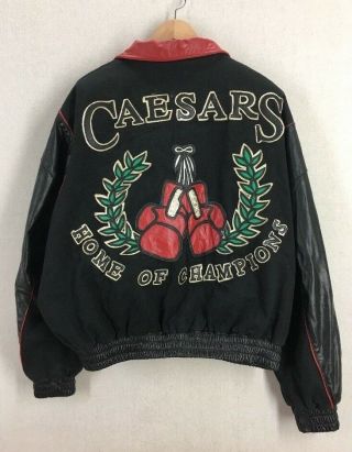 Vintage 80 ' s Caesars Palace Boxing Home Of Champions Leather Letterman Jacket XL 6