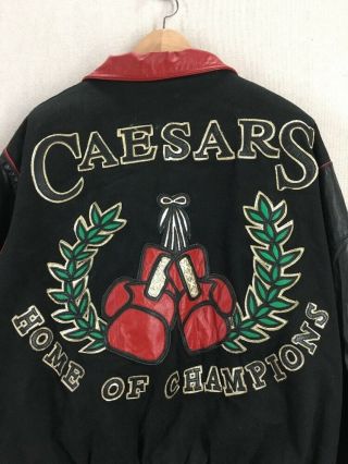 Vintage 80 ' s Caesars Palace Boxing Home Of Champions Leather Letterman Jacket XL 8