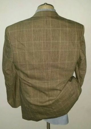 42R Vtg BURBERRYS ' Prince of Wales Tan Orange Blue Mens Blazer Sport Jacket Coat 5