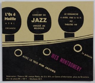 Wes Montgomery - Rare Vintage Brussels 1965 Jazz Concert Handbill