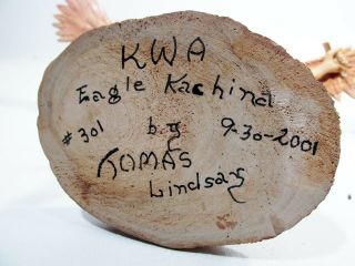 Vtg Kachina Signed Tomas Lindsay Kwa Eagle Very Detailed Carving 10