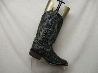 Corral Vintage Distressed Black Leather Inlay Cowboy Boots Womens Size 8.  5 M