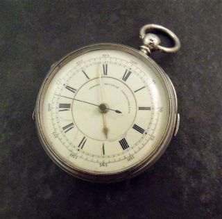 Chunky Antique Solid Silver Fusee Centre Seconds Chronograph Fob Pocket Watch