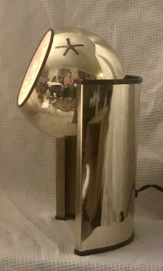 Vintage 12” Brass Mid - Century Modern Tilting Eyeball Orb Atomic Spotlight Lamp