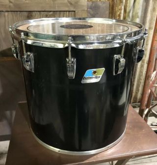 Vintage Ludwig 14” Concert Tom - “black Cortex” - Made In Usa