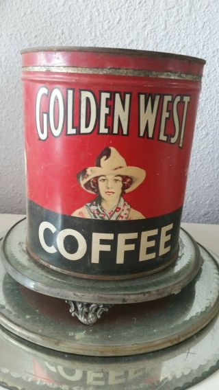 Vintage Golden West Coffee Can Tin 3 Lb Primitive Display