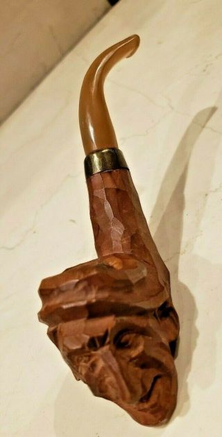 Fantastic Antique Vintage Carved Men’s Pirate Face Wood Smoking Pipe