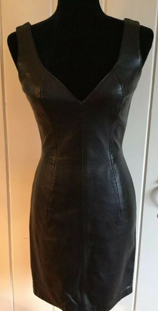 Vintage North Beach Leather Dress By Michael Hoban,  Size 7/8 Little Black Dress