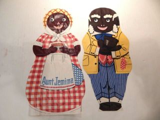 Vintage Aunt Jemima And Uncle Mose Unstuffed Oil Cloth Dolls