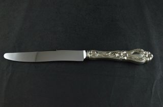 Frank Whiting Lily Floral Sterling Silver Handle Dinner Knife French Blade