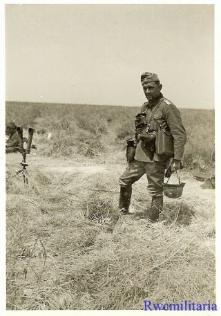 Port.  Photo: Best Wehrmacht Leutnant In Field W/ Map Case,  Binoculars & Holster