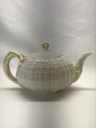 Vintage Belleek Tridacna Green Lable Teapot
