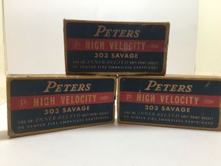 Empty Ammo Boxes - 3 Vintage Peters High Velocity 303 Savage
