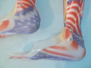 Vintage Pair Leg Braces American Flag Pattern Leather Knees Steampunk Costume 6