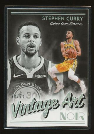 2018 - 19 Panini Noir Framed Vintage Art Stephen Curry Golden State Warriors /25