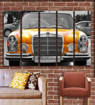 Large Vintage Car Wall Art Mercedes - Benz Canvas Picture Decor Classic Car Poster