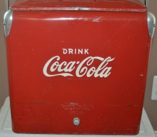 Coca - Cola Cooler 1950s Vintage Metal With Bottle Opener