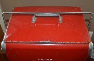 Coca - cola Cooler 1950s Vintage Metal With Bottle Opener 3