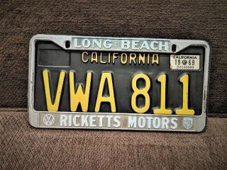 Vtg Rare Long Beach California Ricketts Porsche Vw Dealer License Plate Frame