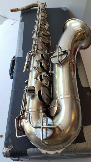 Buescher True Tone Low Pitch Silver Tenor Saxophone - Vintage 1920 