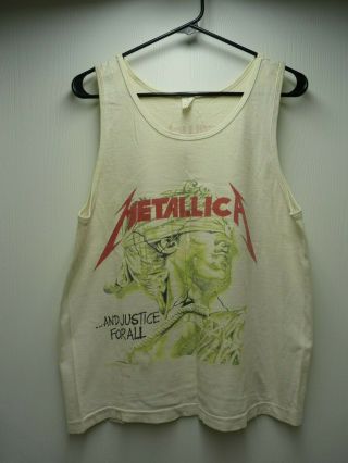 Vintage Metallica Justice For All 1989 L White Tour Concert T - Shirt