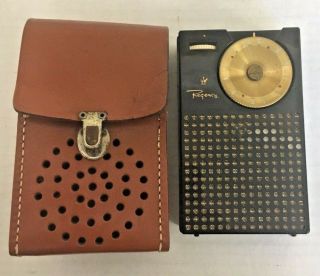 Vintage Regency Transistor Radio Model Tr - 1 Leather Case