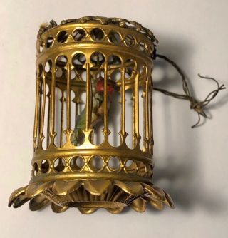 Antique Erhard & Sohne German Dollhouse Ormolu Birdcage W Bird